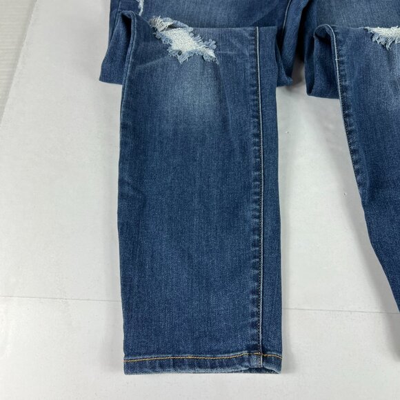 Judy Blue Jeans Womens Measured 36* Relaxed Blue Distressed Stretch Denim Tag 32 - Picture 6 of 16